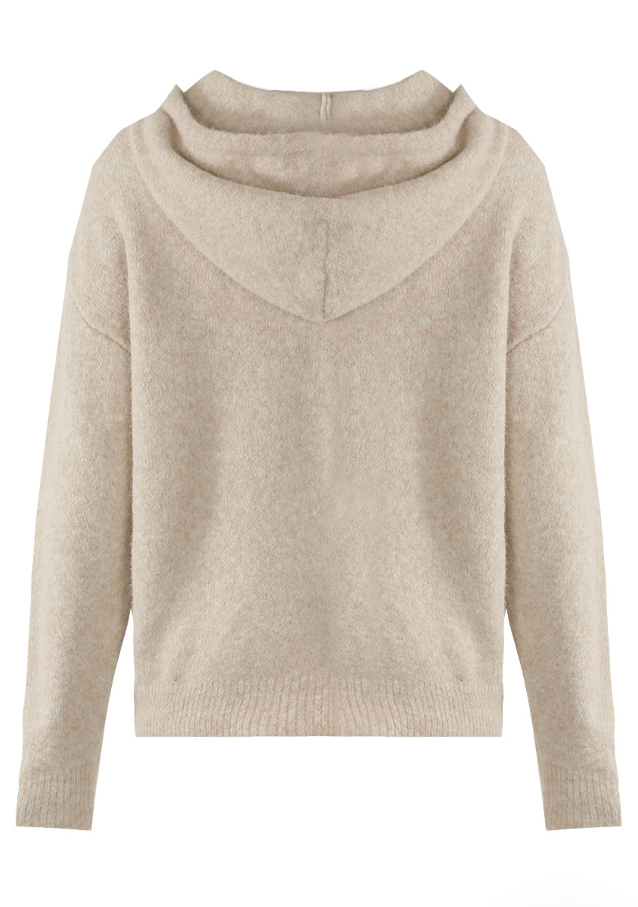 Beige H Motif Wool Blend Hooded Jumper