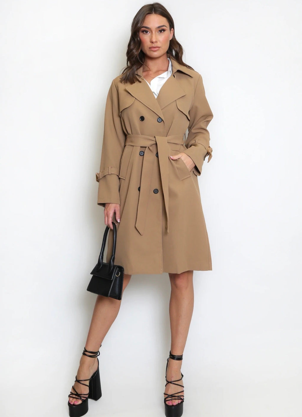 Camel Belted Trench Coat
