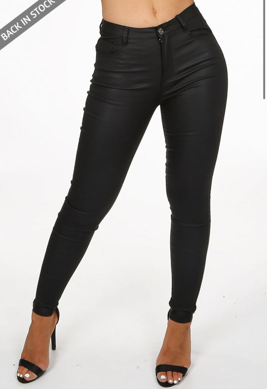 Black Toxik Leather Skinny Trousers