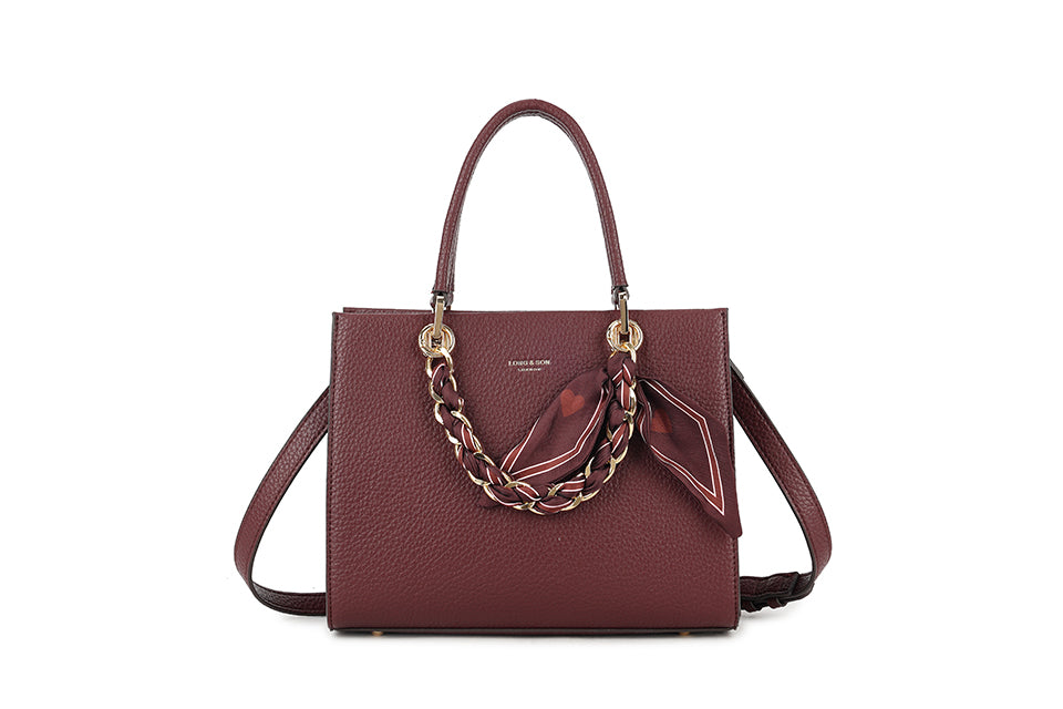 Gold Chain And Scarf Detail Handbag