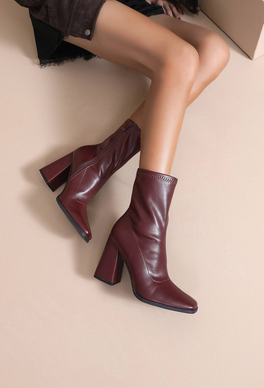 Burgundy Heeled ankle boots