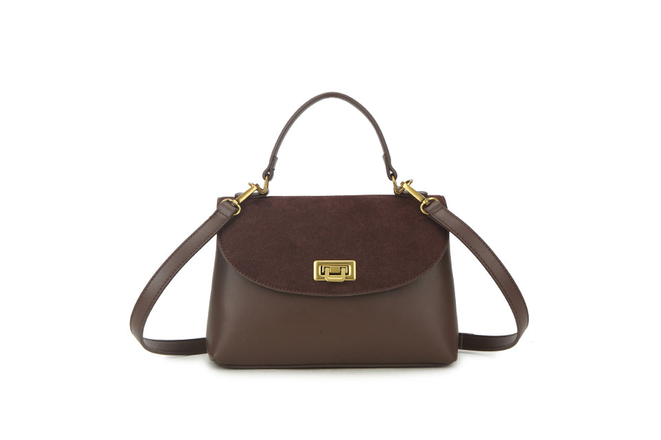 Suede And Pu Detail Handbag