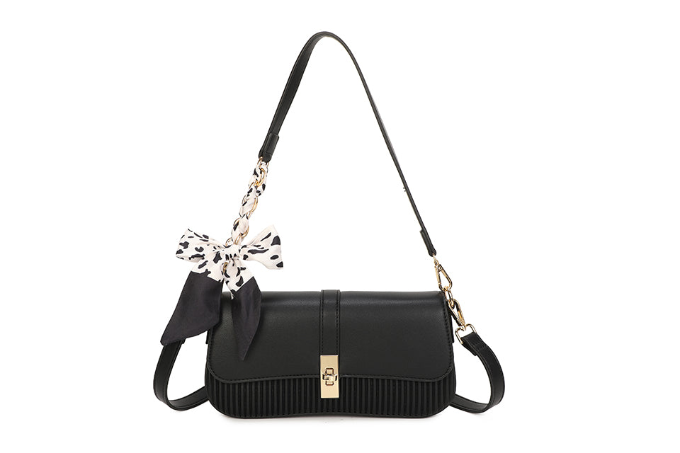 Bow Detail Ribbed Handbag