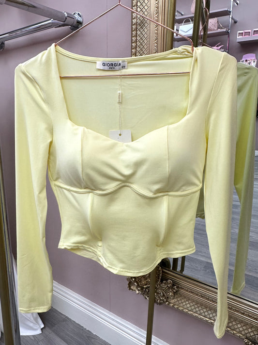Lemon Long Sleeve Stretch Crop Top