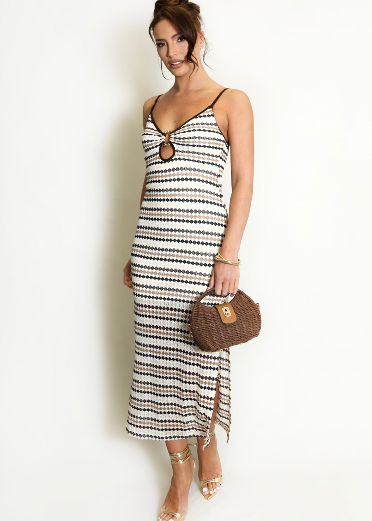 Wavy Golden Ring Cut Out Cami Dress
