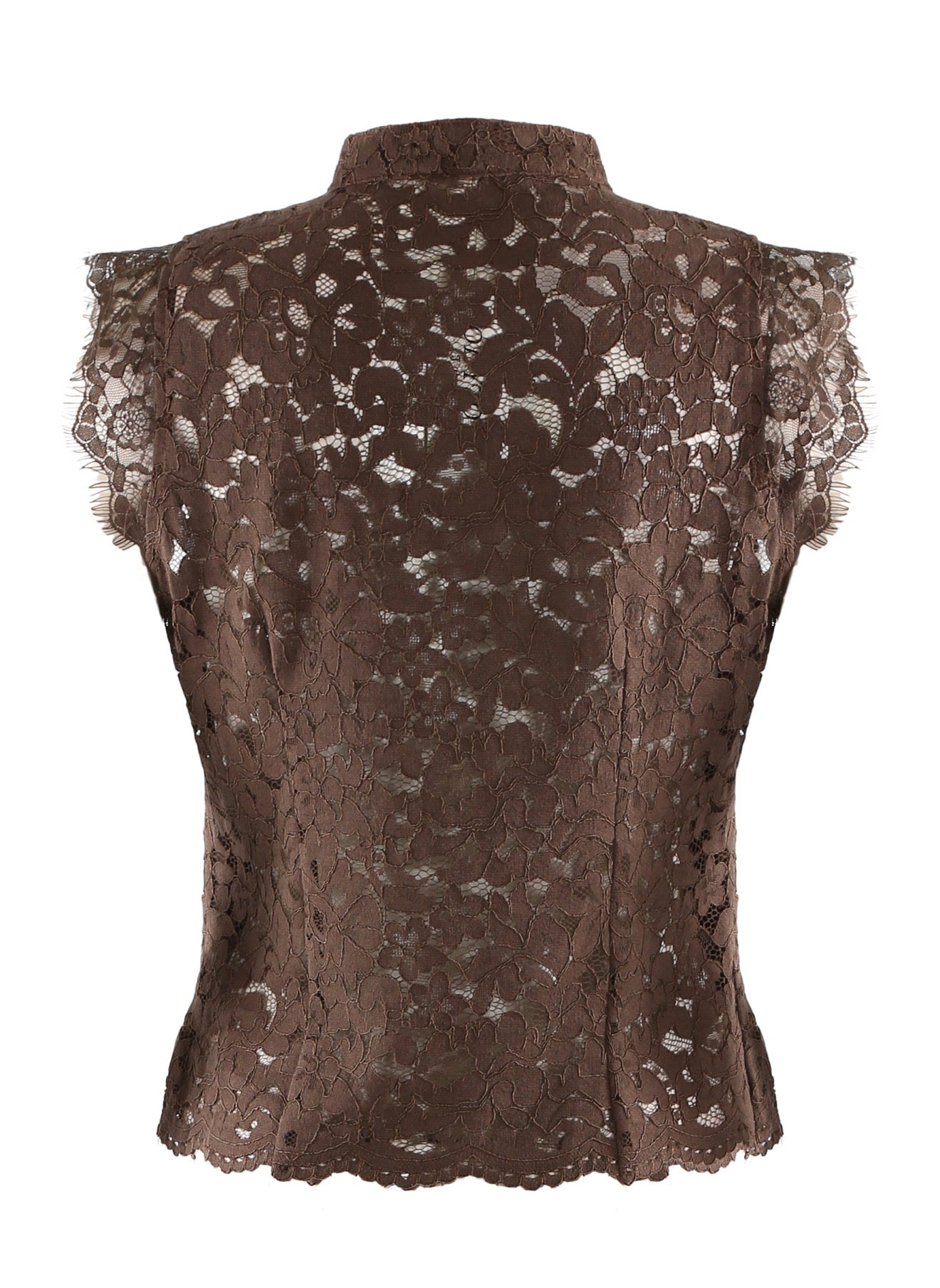 Brown Lace Mandarin Waistcoat
