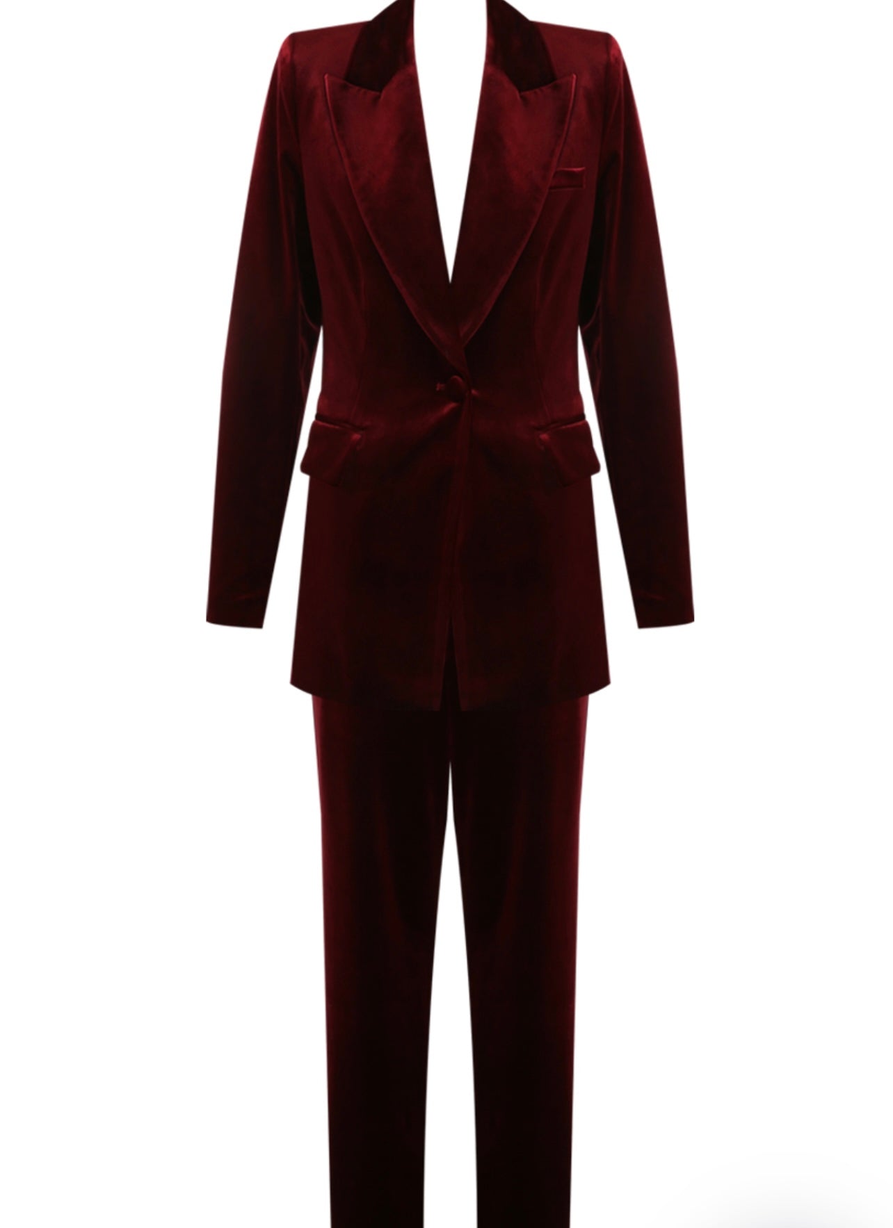 Wine One Button Velvet Blazer