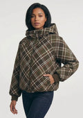 Khaki Plaid Check Hooded Jacket