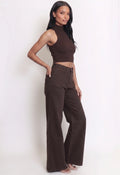 Brown Denim High Waist Flare Jeans