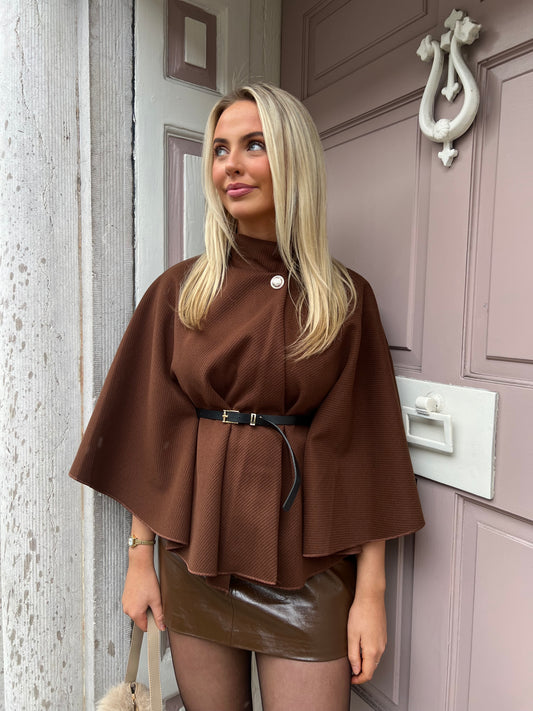 Brown Belted Cape