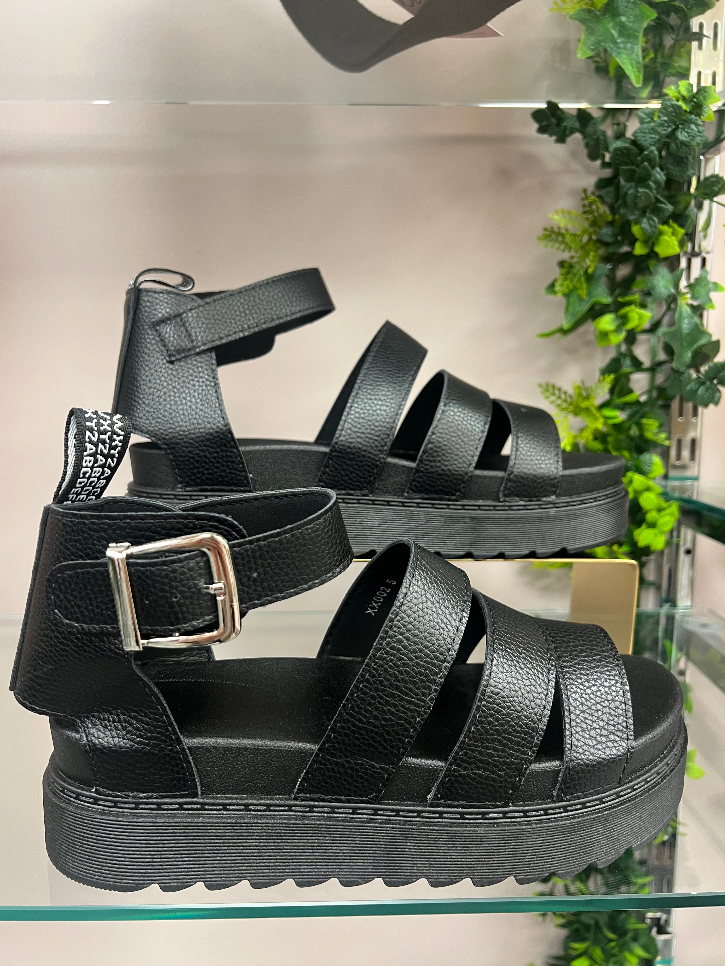 Black Chunky Platform Sandals