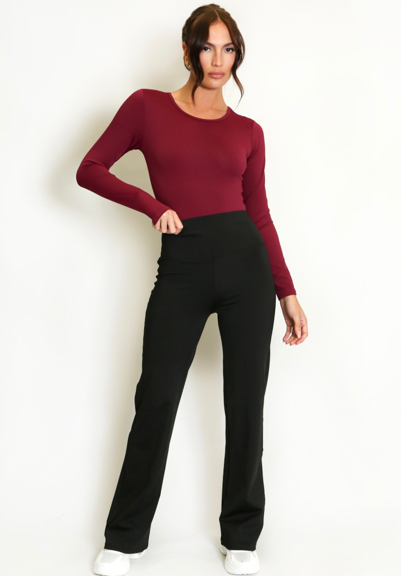 Burgundy Long Sleeve Active Bodysui