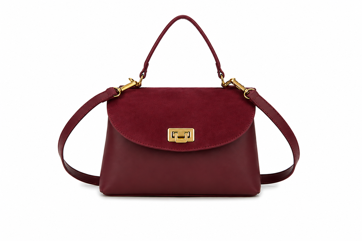 Suede And Pu Detail Handbag