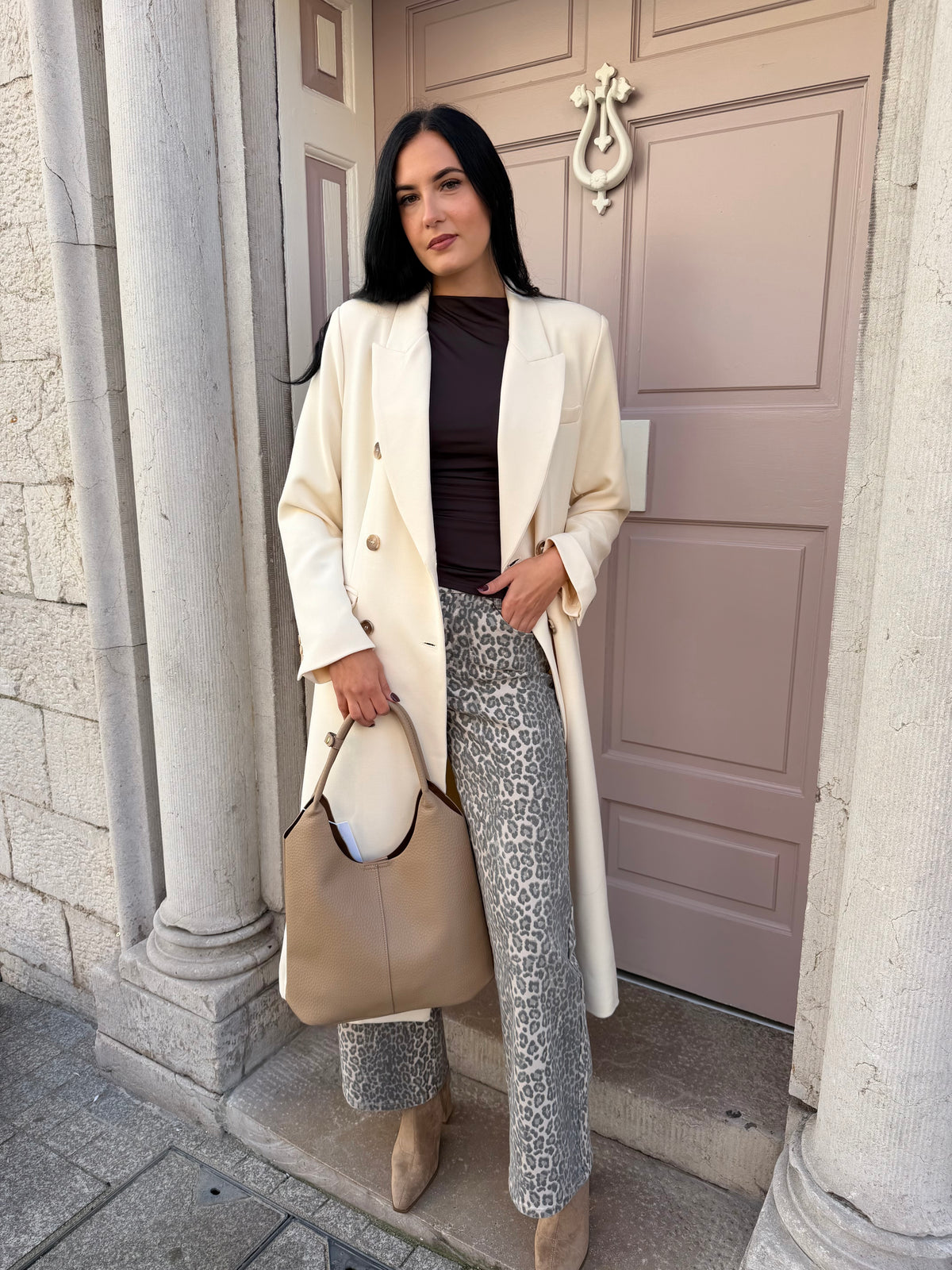Cream Long Line Coat