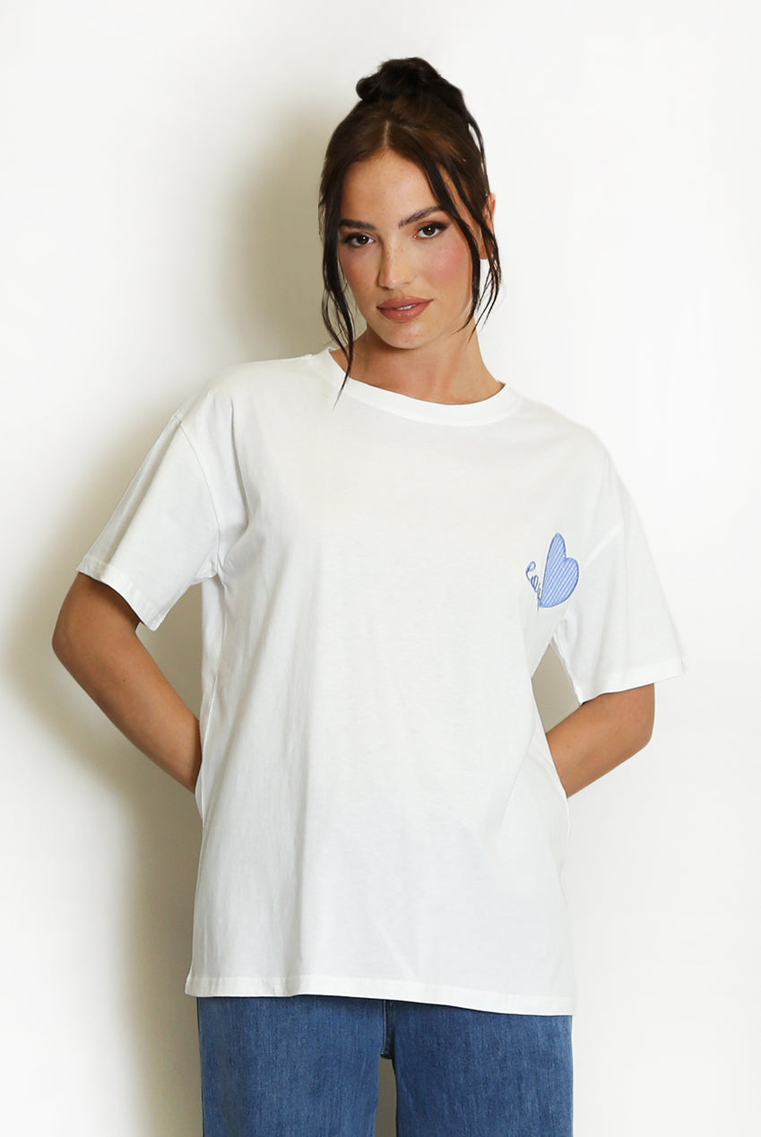 Blue Love Heart Motif T-Shirt