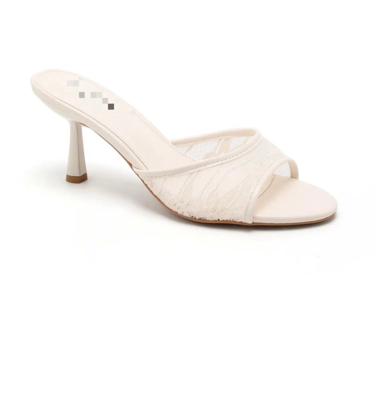 Cream Lace Open-Toe Heel
