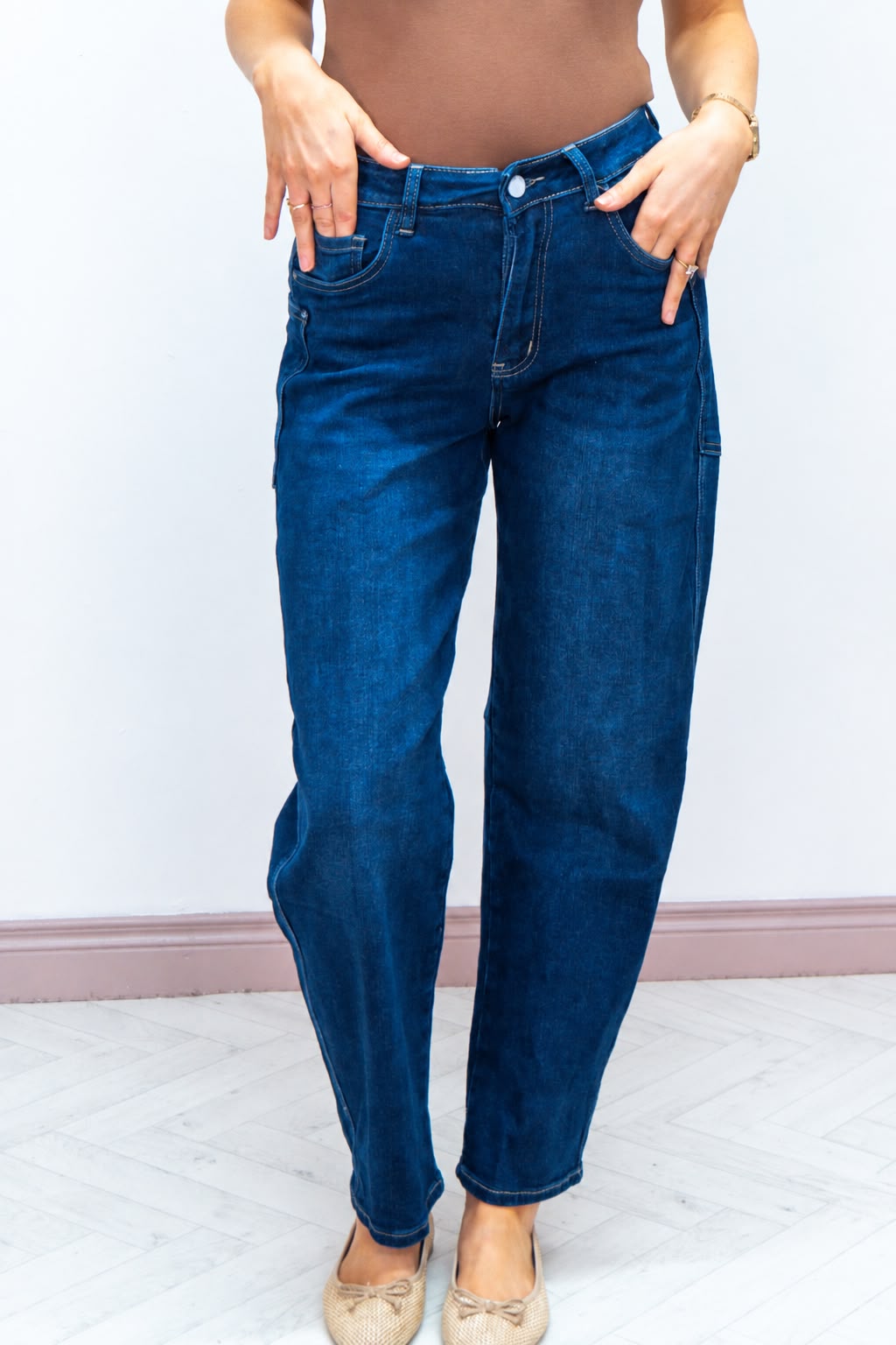 Blue Denim Barrel Jeans