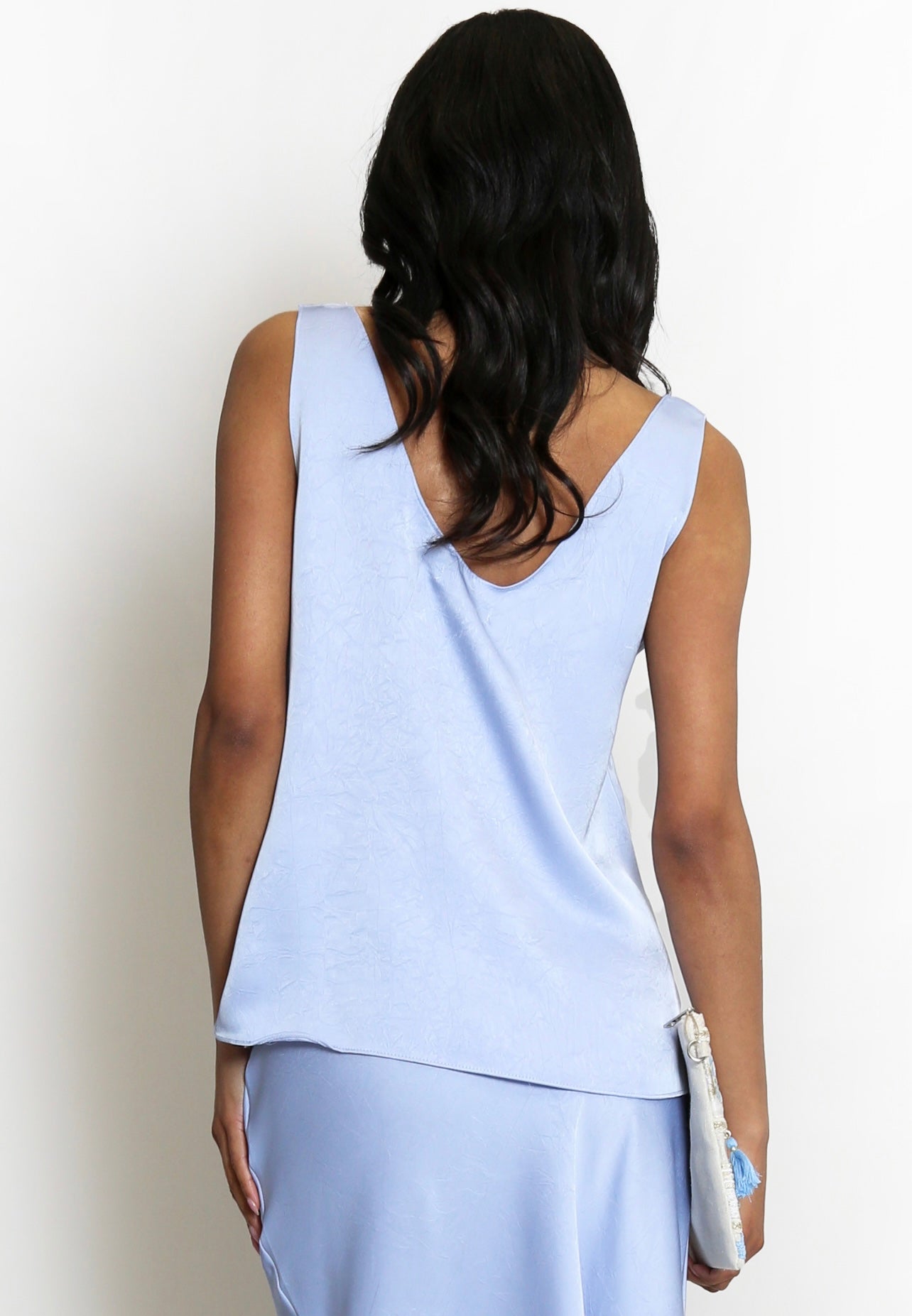 Blue Satin Vest Top