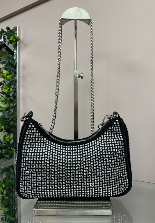Black Crystal Chain Shoulder Bag