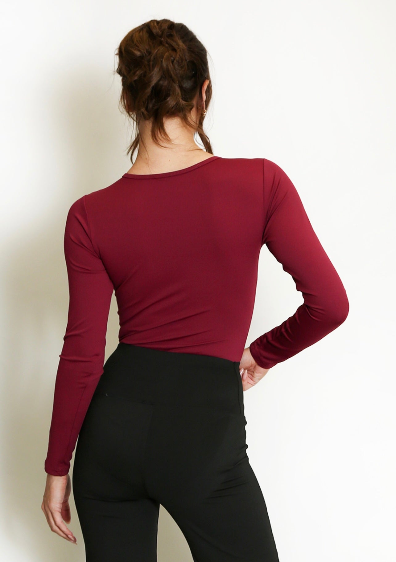 Burgundy Long Sleeve Active Bodysui