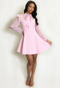 Pink Tailored Square Neck Skater Dress