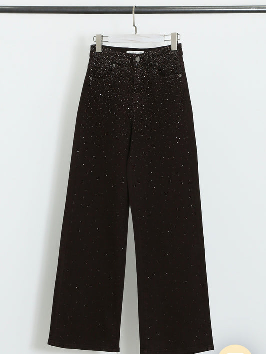 Brown Embellished Jeans