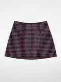 Brown Check Mini Skirt With Belt Detail