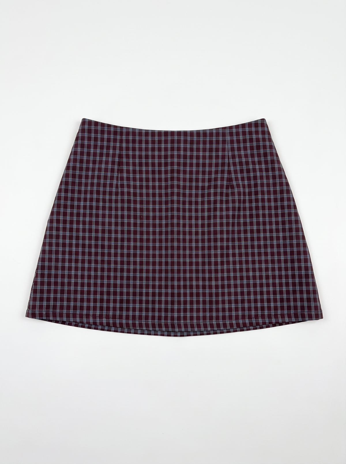 Brown Check Mini Skirt With Belt Detail