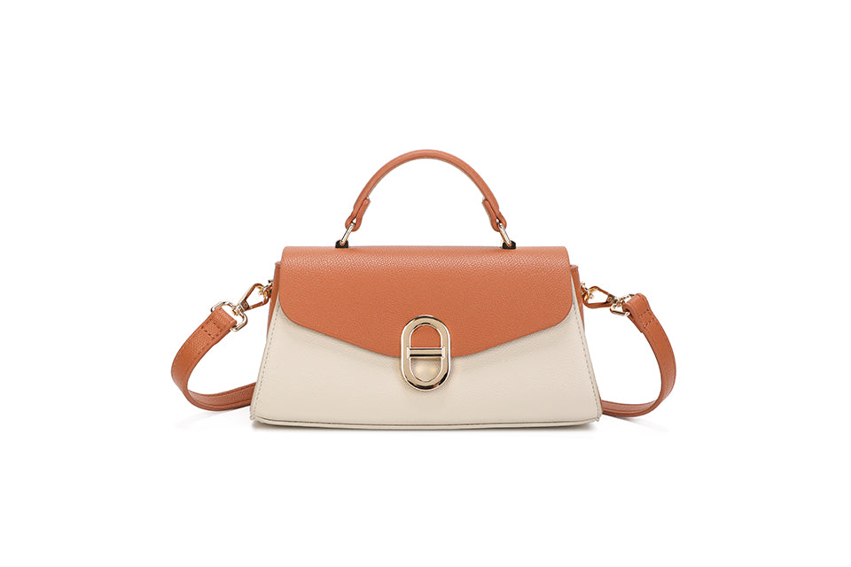 Two Tone Gold Buckle Detail Handbag