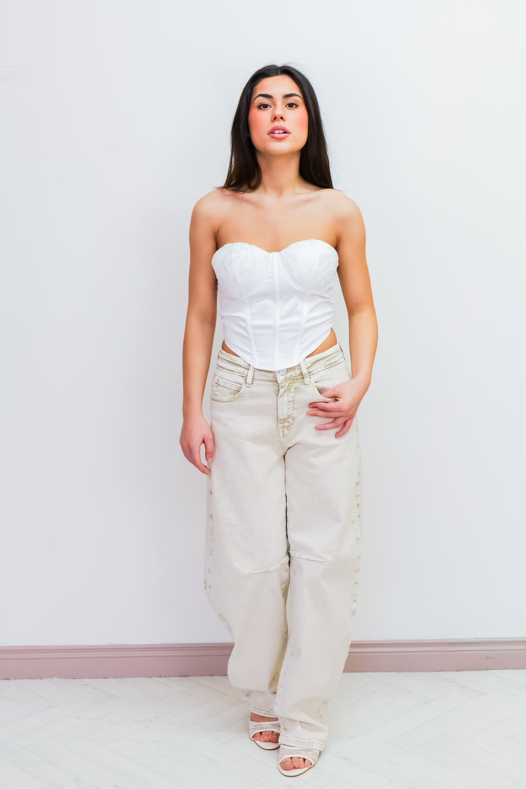White Corset Bandeau Top