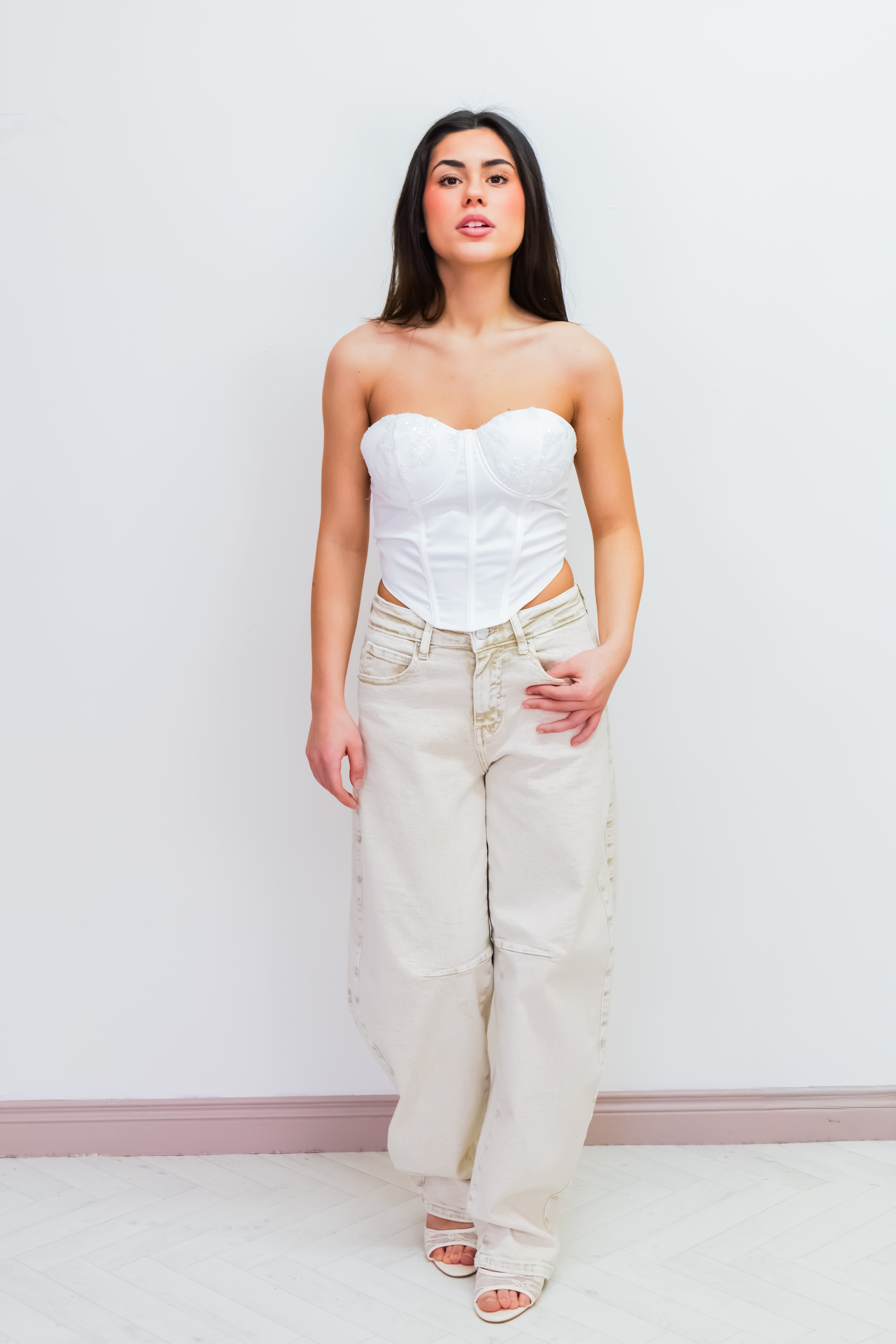 White Corset Bandeau Top