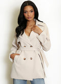 Beige Short Trench Coat with Belt
