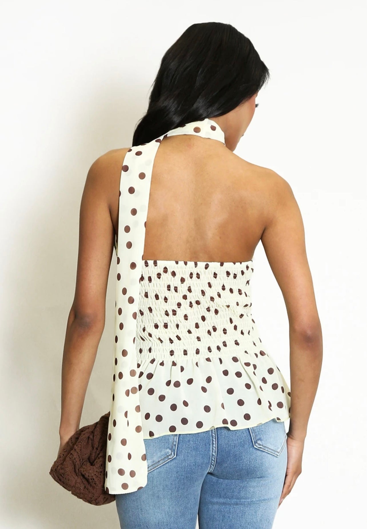 Lemon Polka Dot Halter Neck Top