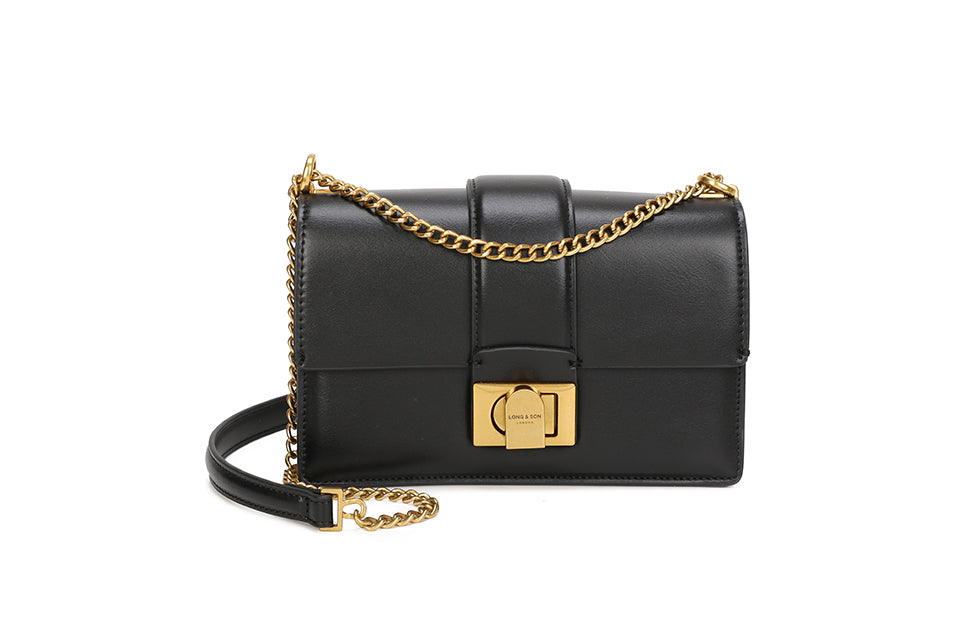 Gold Chain Detail Buckle Handbag