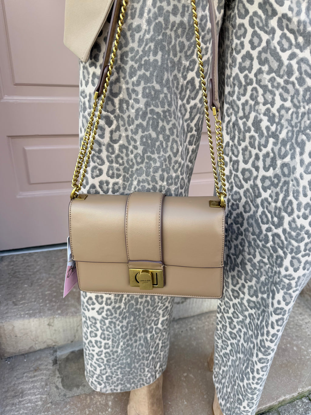 Gold Chain Detail Buckle Handbag