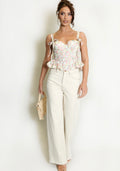 Beige Straight Leg Jeans