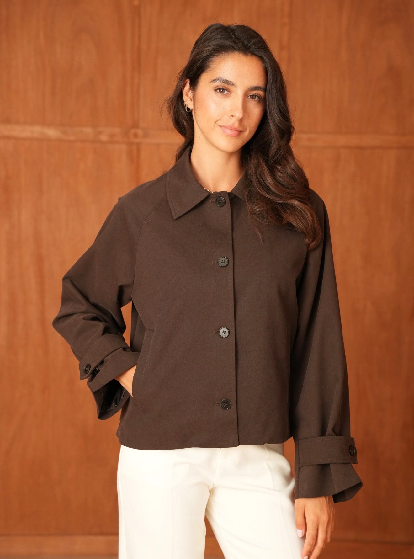 Brown Short Body Trench Coat
