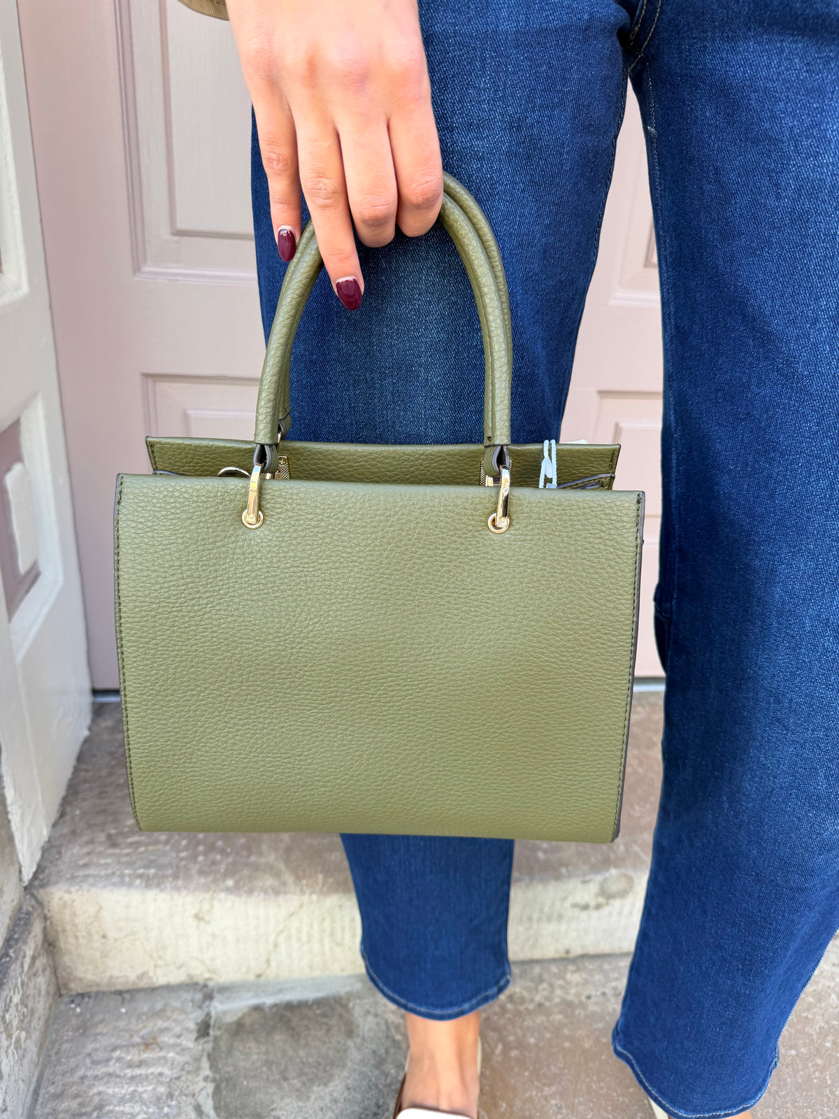Gold Chain And Scarf Detail Handbag