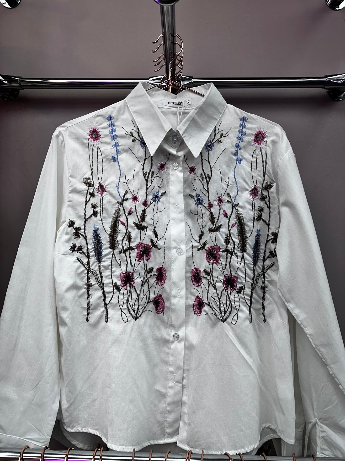 White Blouse With Floral Embroidery