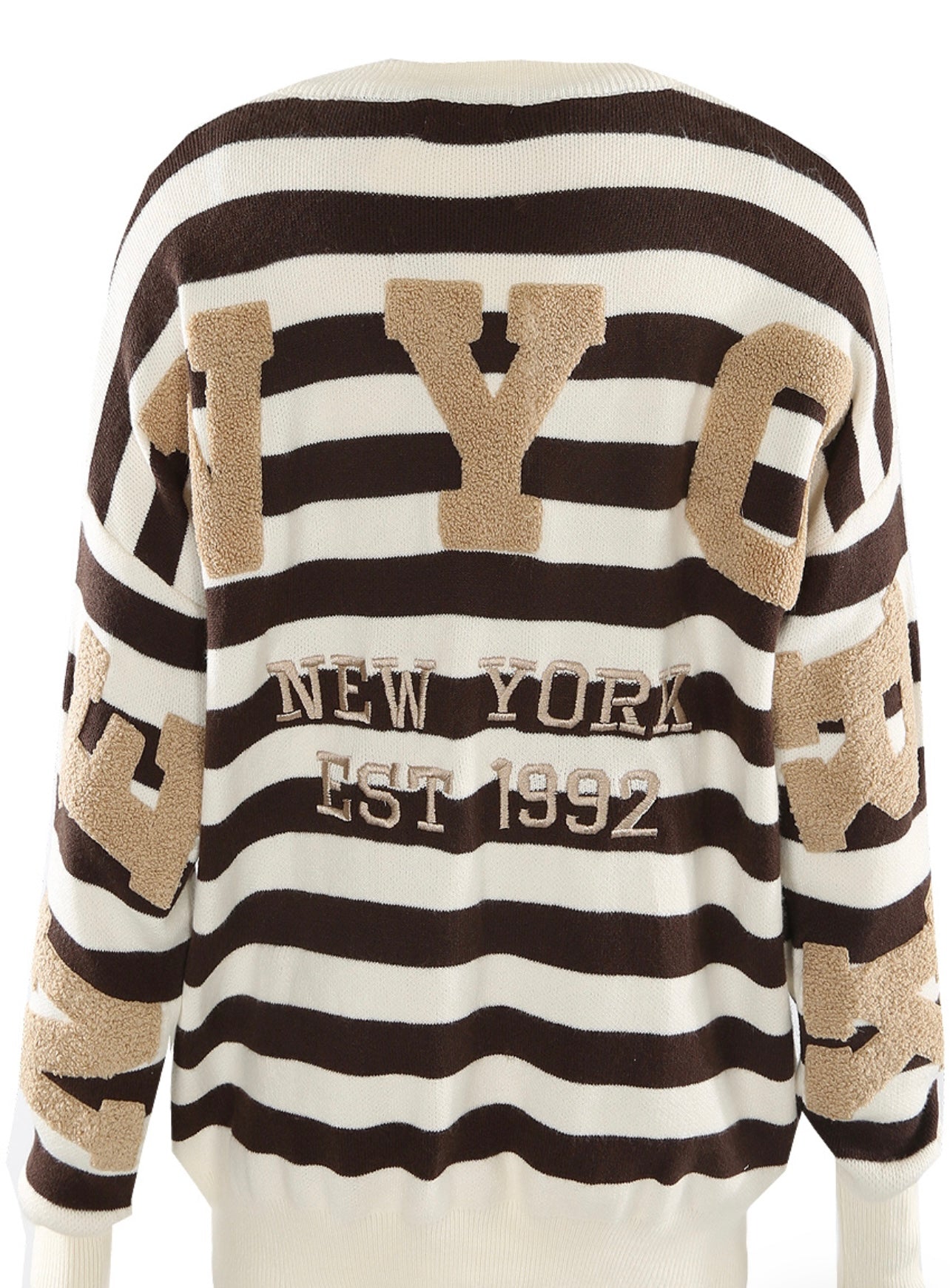 Brown New York Embossed Striped Jumper