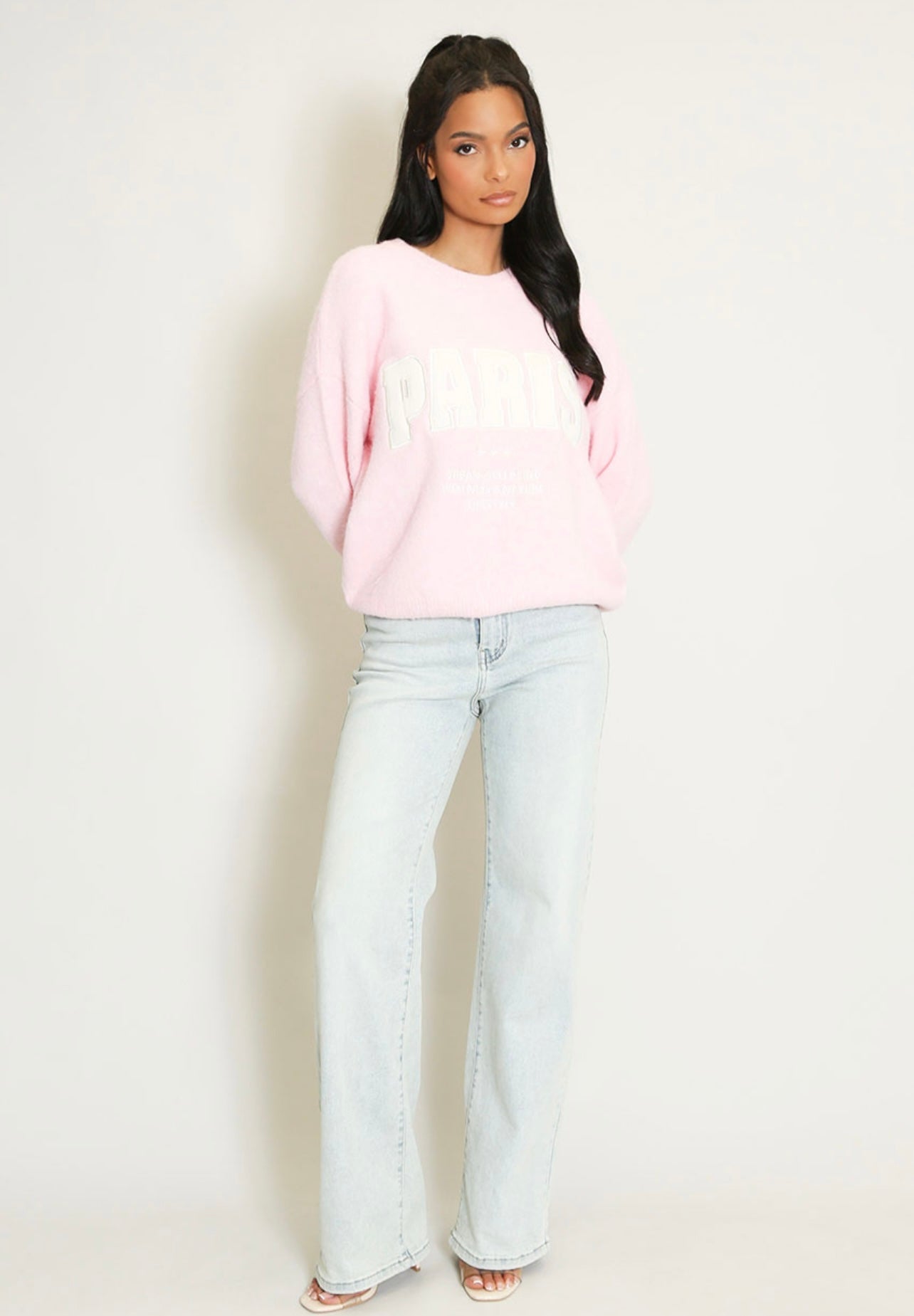 Pink Wellness Slogan Wool Jumper