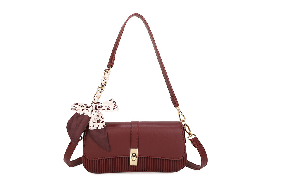 Bow Detail Ribbed Handbag