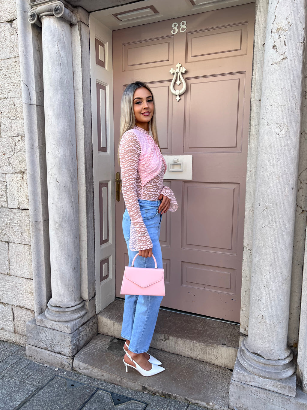 Blush Lace Draped Bodysuit