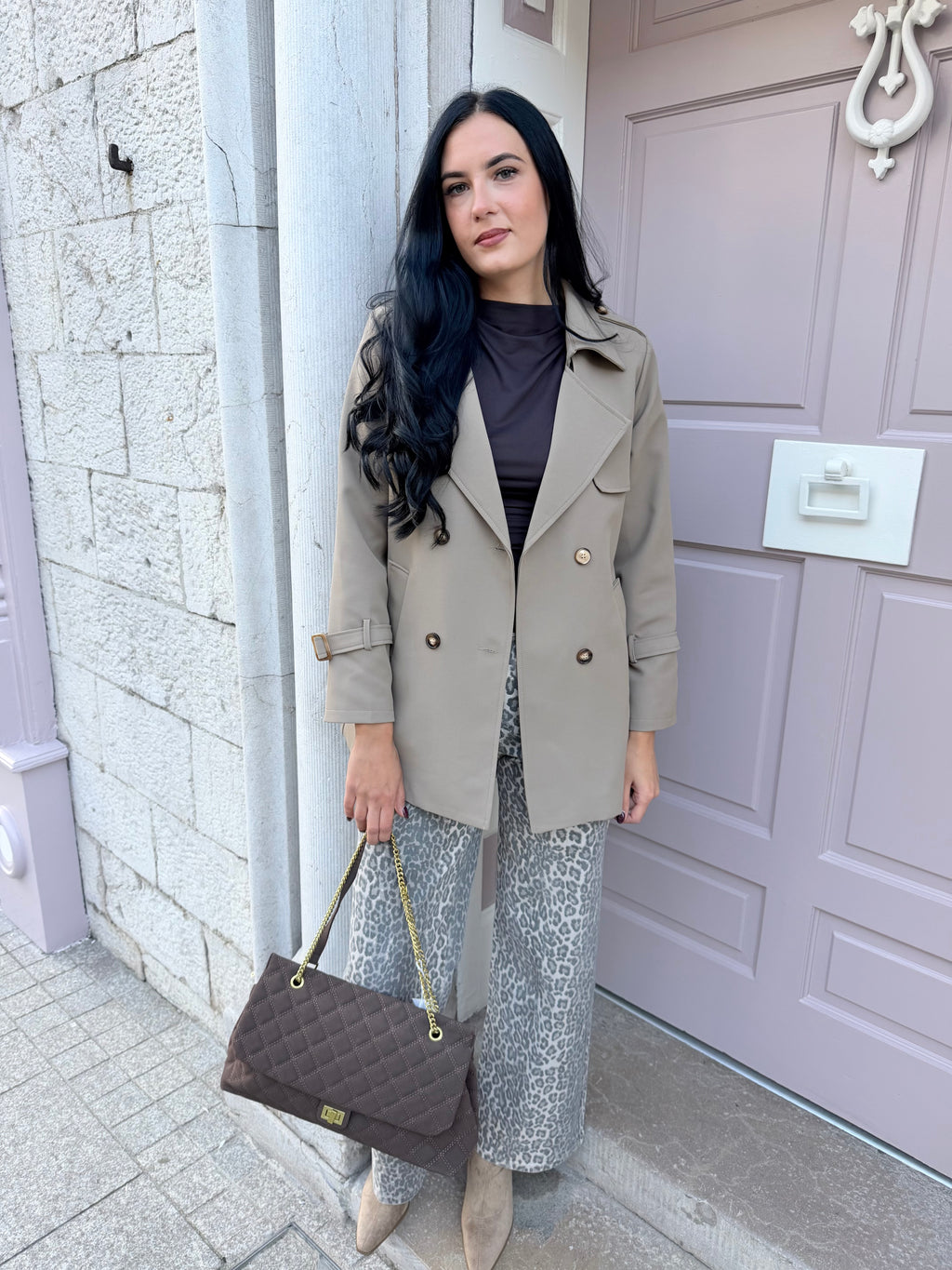 Camel Short Trench Coat With Belt