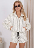White Polka Dot Jacket and Shorts Set