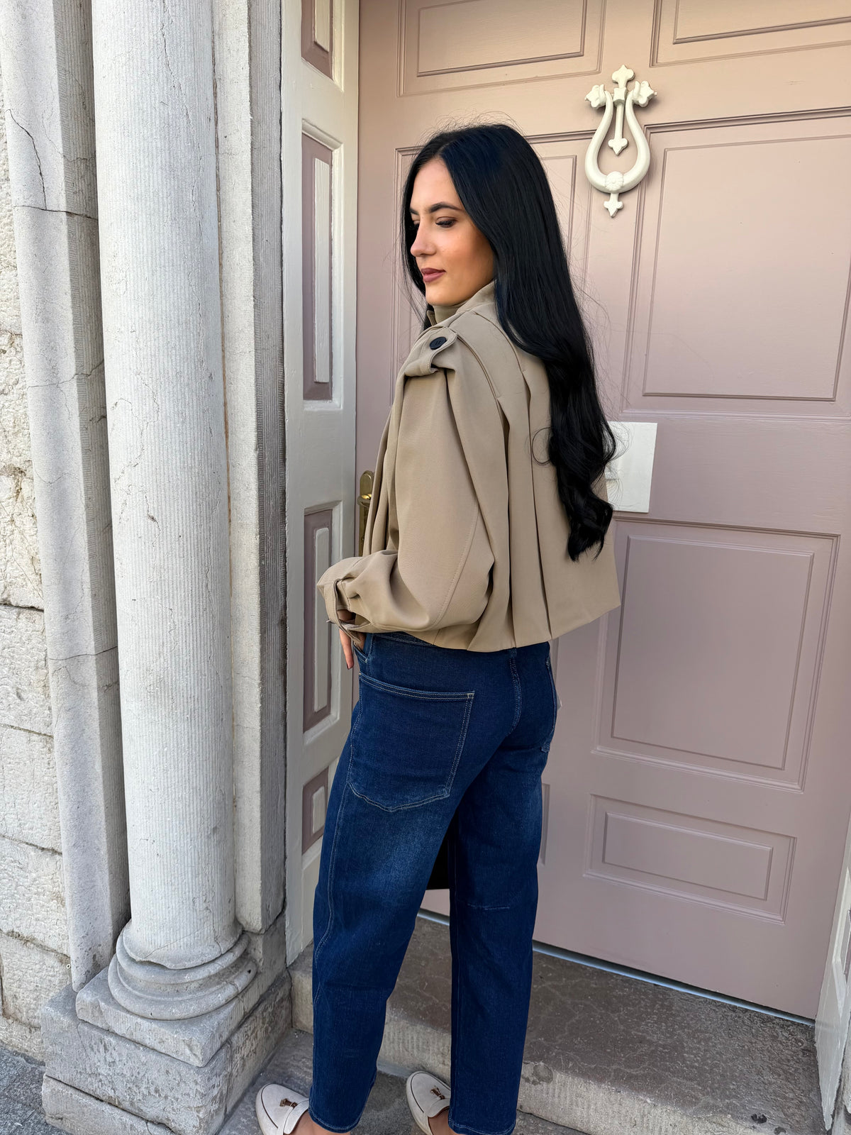 Blue Denim Barrel Jeans
