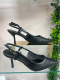 Black Woven Sling Back Heel