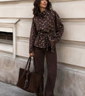 Brown Polka Dot Denim Tie Jacket