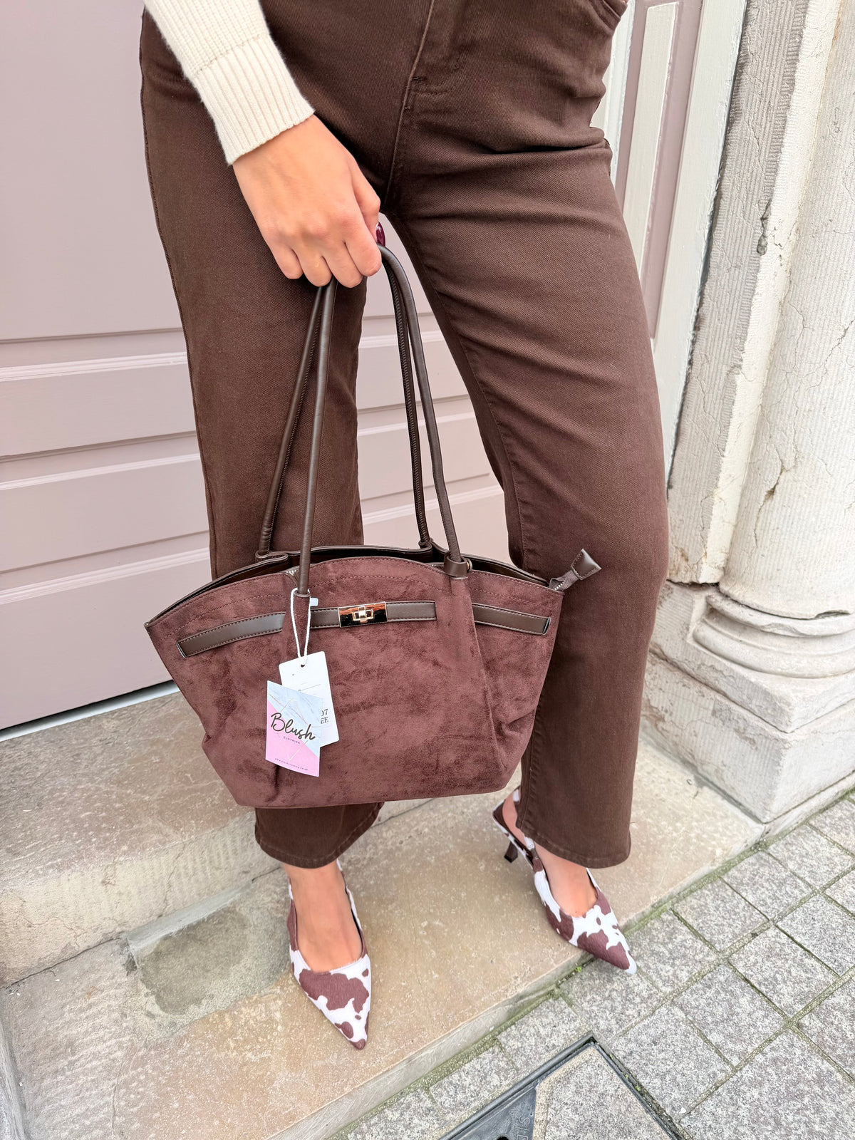 Slouchy Buckle Detail Handbag