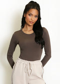 Brown Long Sleeve Active Bodysuit